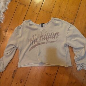 Forever 21 Cream Michigan Crop Top